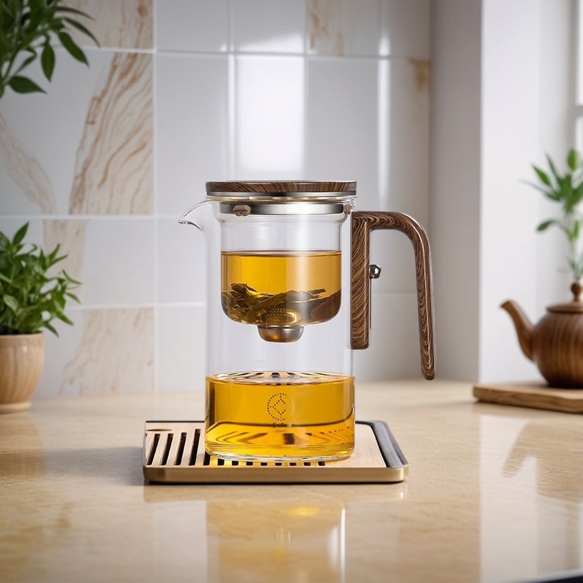 🔥Last Day Clearance Sale 65%OFF 🔥- Water Separation Glass Teapot with Wooden Handle