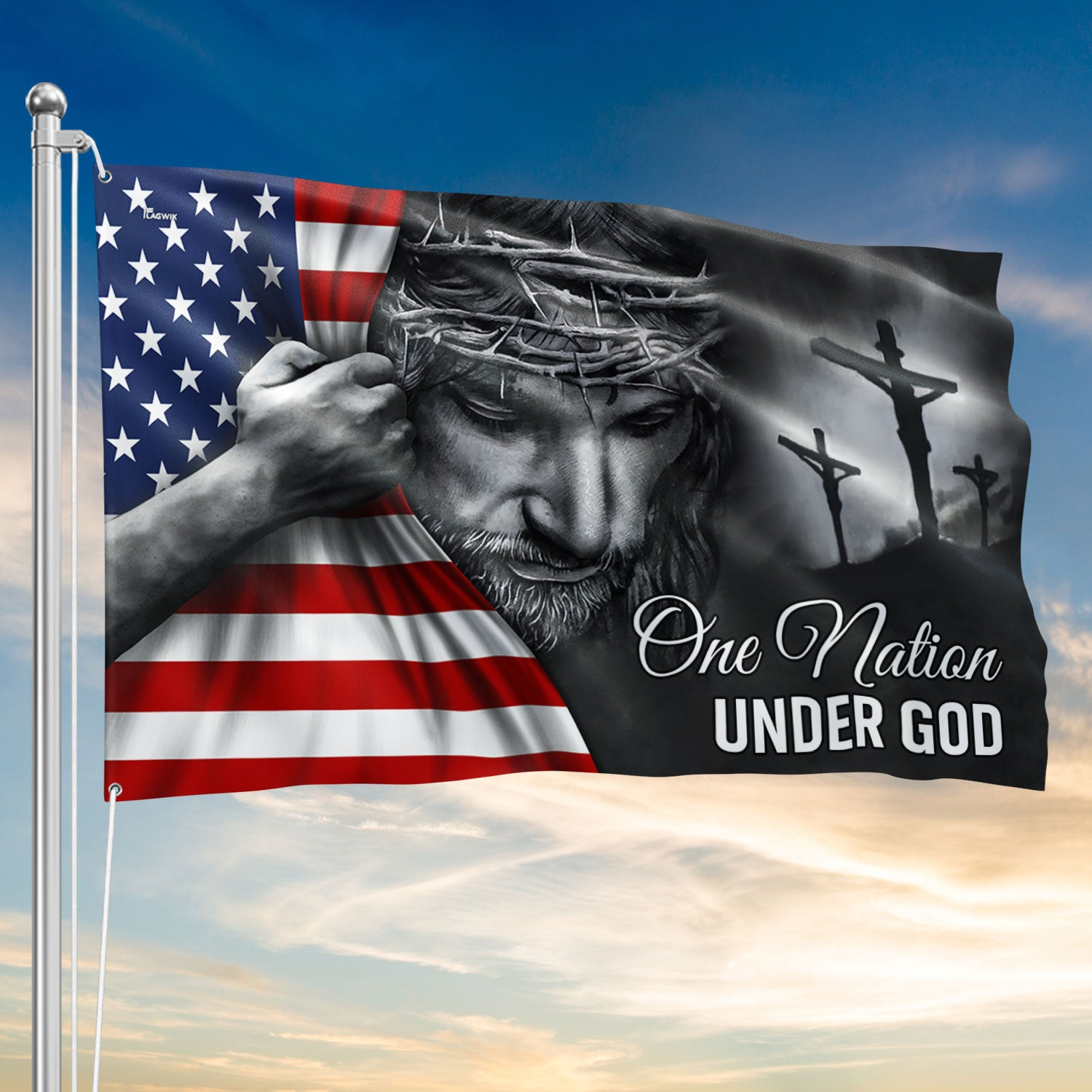 One Nation Under God Jesus Flag - Patriotic Grommet Flag Gift for Faithful Hearts & Home Decor