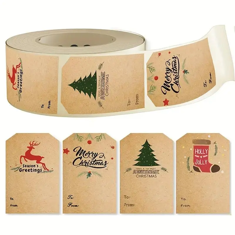 🎁 LAST DAY 49% OFF-Christmas Stickers Roll – 500 Labels Per Roll