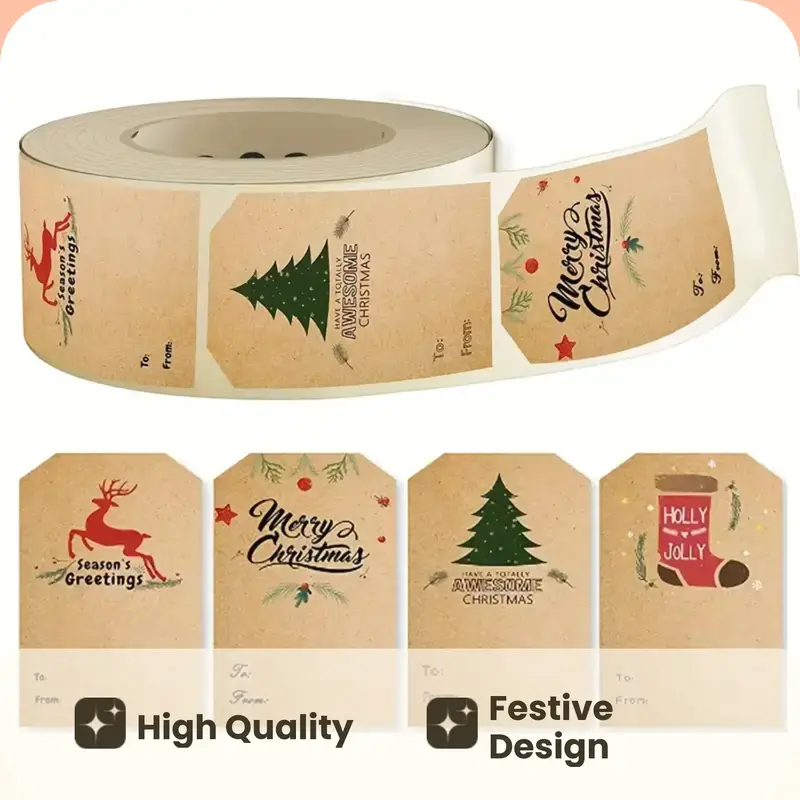 🎁 LAST DAY 49% OFF-Christmas Stickers Roll – 500 Labels Per Roll