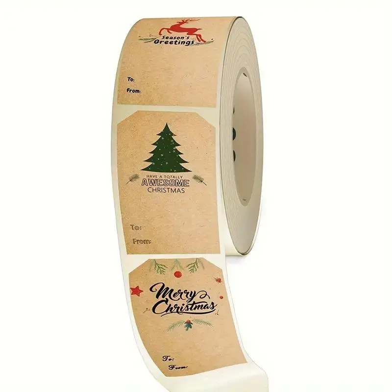 🎁 LAST DAY 49% OFF-Christmas Stickers Roll – 500 Labels Per Roll