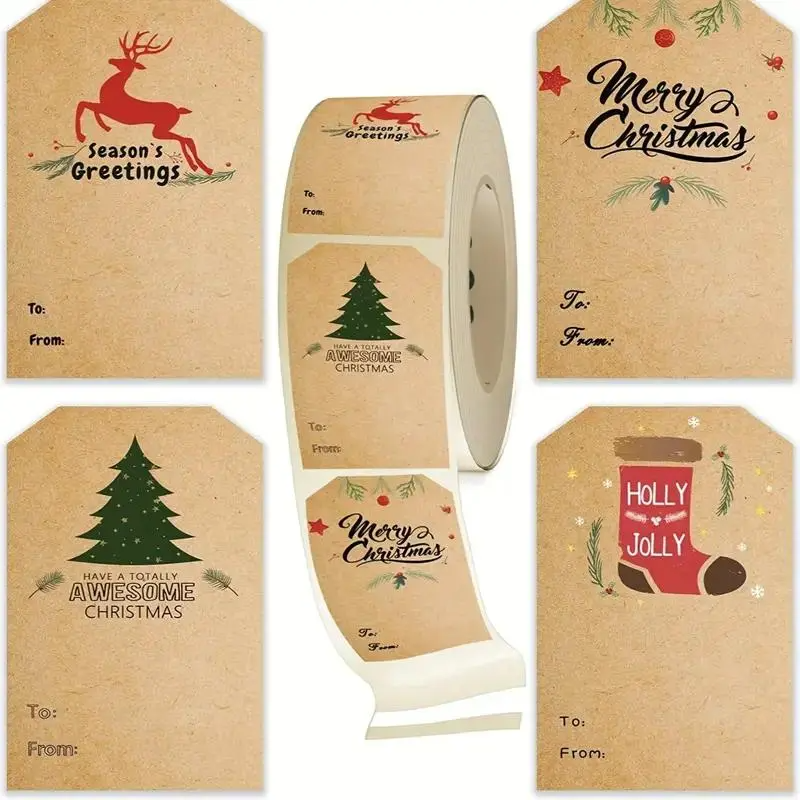 🎁 LAST DAY 49% OFF-Christmas Stickers Roll – 500 Labels Per Roll