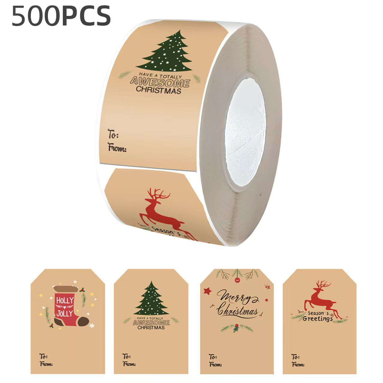 🎁 LAST DAY 49% OFF-Christmas Stickers Roll – 500 Labels Per Roll