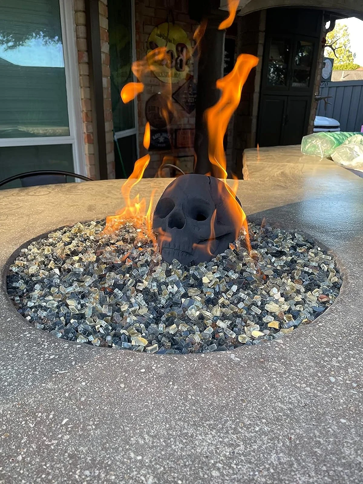 Ceramic Fireproof Fire Pit Skull 💀 🎃2025 Halloween Hot Sale 🔥