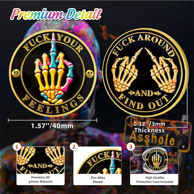 Funny Middle Finger F**k Challenge Coin