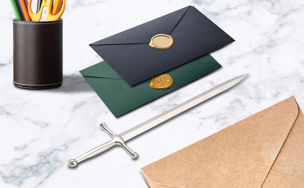 Vintage Silver Letter Opener, 1 Count Envelope Mail Tool Sword Letter Opener, Desks Decoration Office Mail Supplies, Halloween, Christmas, Easter Gift