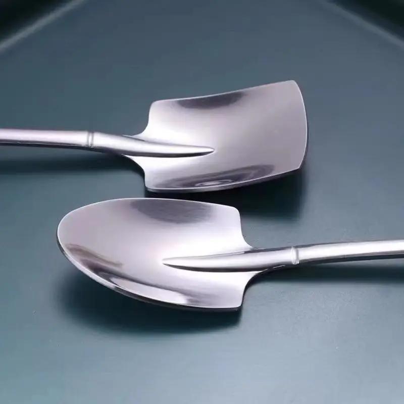 🍴4pcs/set Creative Shovel Shaped Stainless Steel Spoon