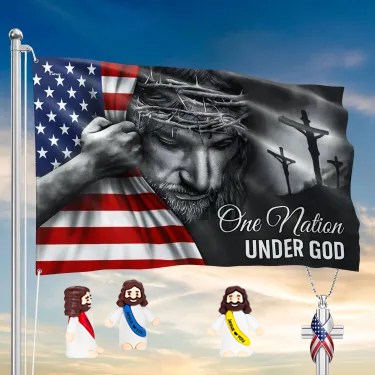 One Nation Under God Jesus Flag - Patriotic Grommet Flag Gift for Faithful Hearts & Home Decor