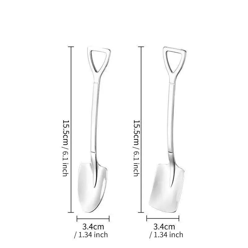 🍴4pcs/set Creative Shovel Shaped Stainless Steel Spoon