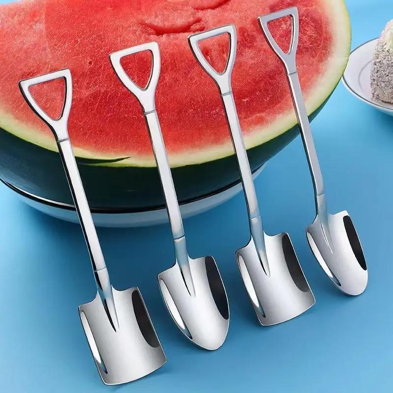 🍴4pcs/set Creative Shovel Shaped Stainless Steel Spoon