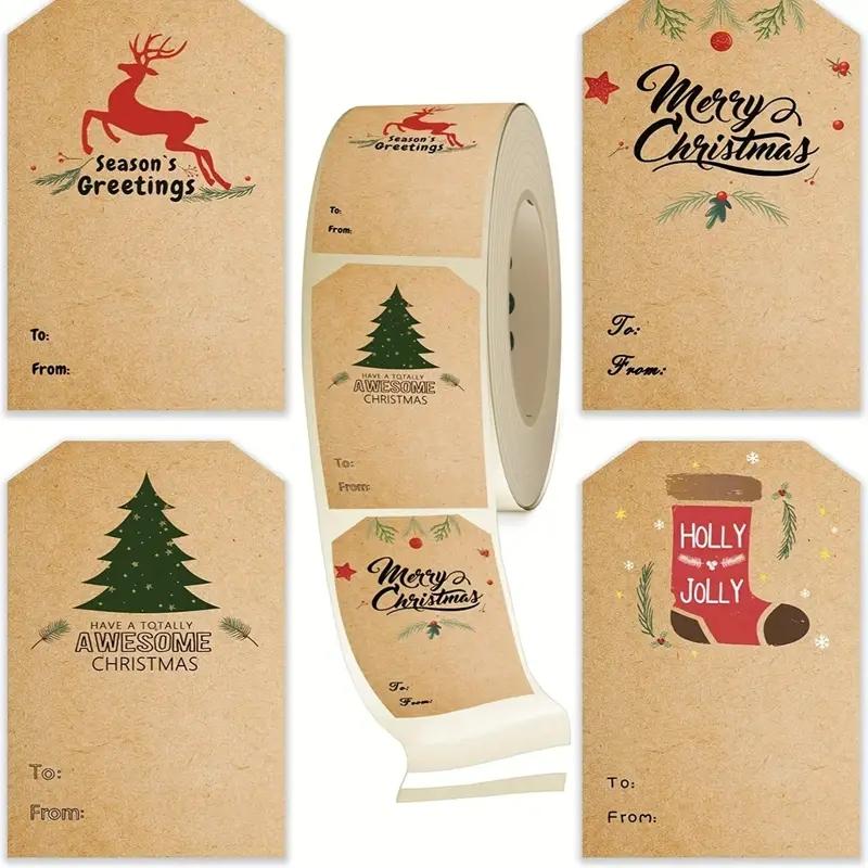 Vintage Christmas Stickers Roll, 300-500 Sheets Per Roll, Perfect Gift Wrapping Labels, Festive Holiday Decorations