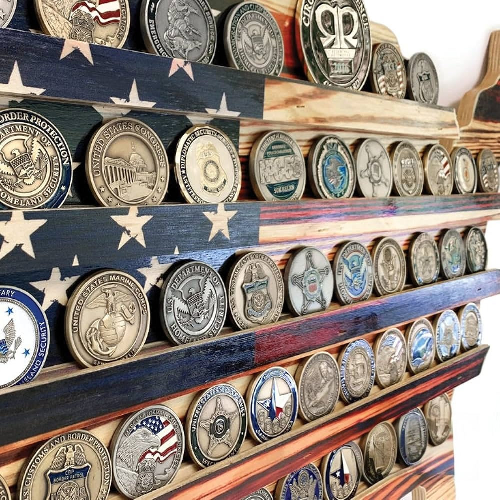 🔥Final Clearance Sale -79% OFF🔥 Challenge Coin Display Holder - Rustic American Flag - BUY 2 FREE SHIPPING