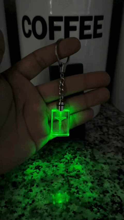 ✝️ Jesus 3D Carved Keychain (7-Color LED)