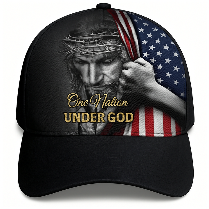 ✝️One Nation Under God Jesus Hat - Patriotic Grommet Hat Gift for Faithful Hearts