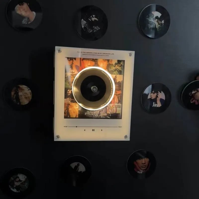 💿Music Vinyl Fridge Magnet | NFC Rotating Disc Night Light | Removable Record Design