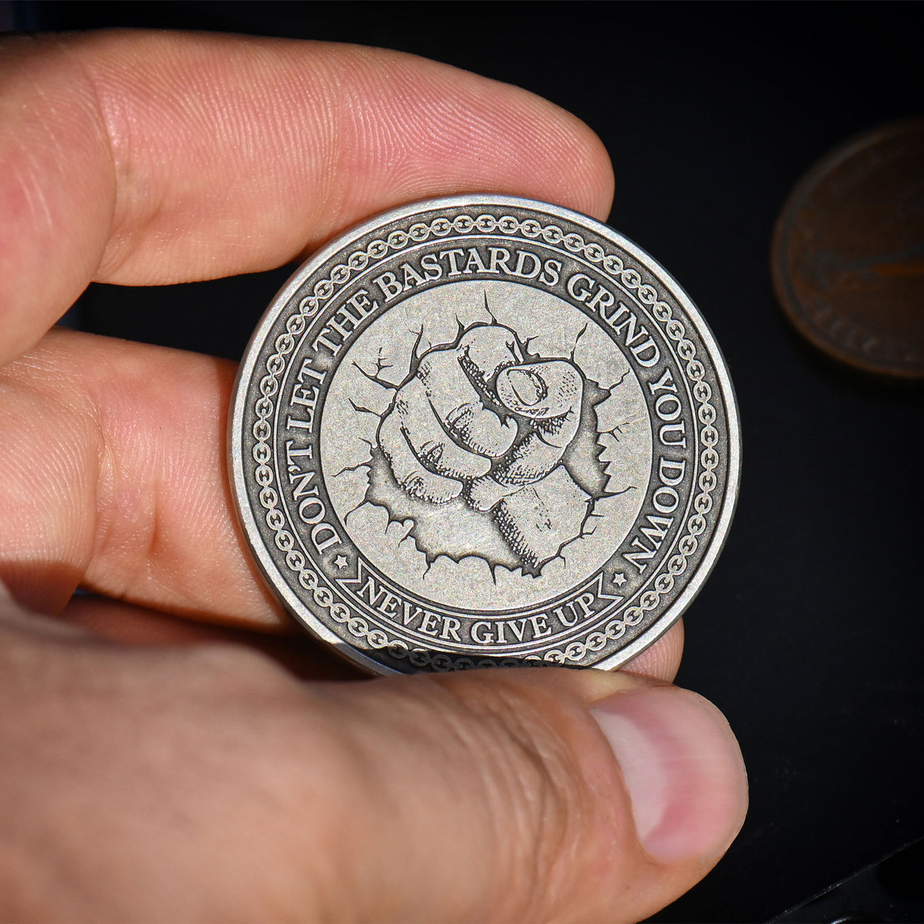 Never Give Up Challenge Coin