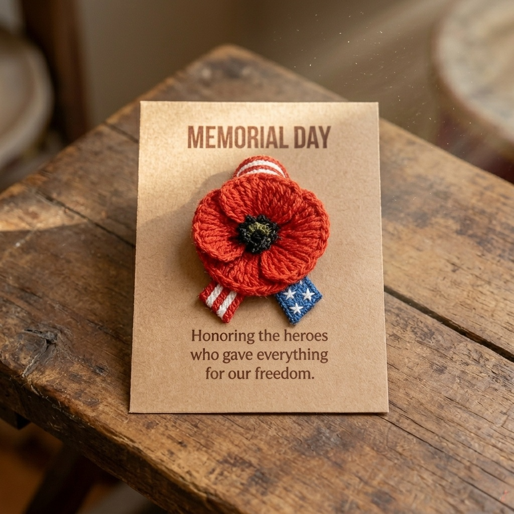 Unisex Memorial Day Poppy Exquisite Brooch