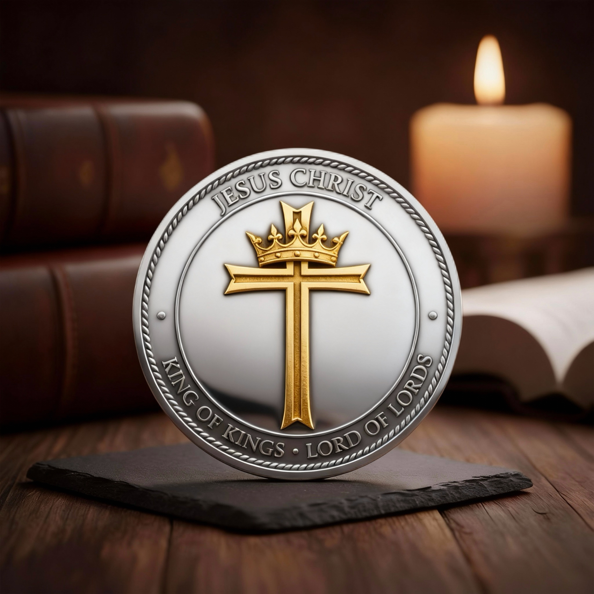 🦁 Lion of Judah & 🐑 Lamb of God Christian Challenge Coin