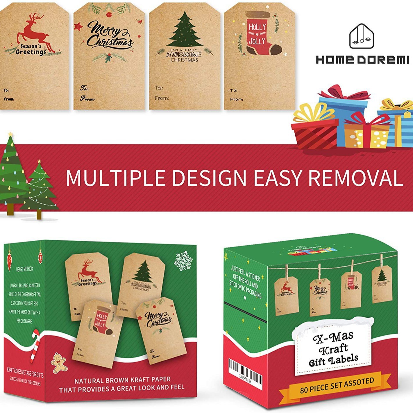 🎁 LAST DAY 49% OFF-Christmas Stickers Roll – 500 Labels Per Roll