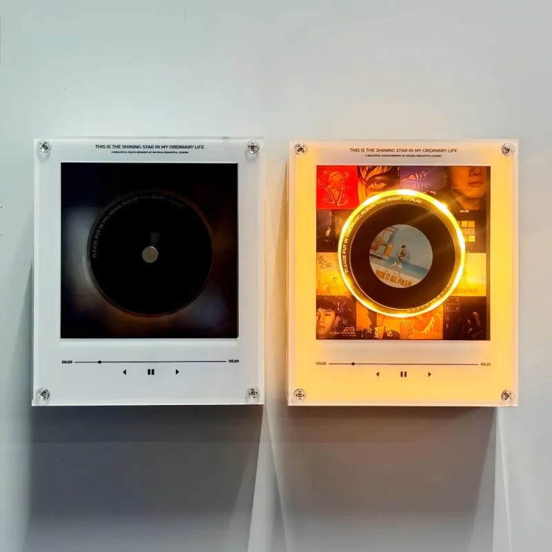 💿Music Vinyl Fridge Magnet | NFC Rotating Disc Night Light | Removable Record Design