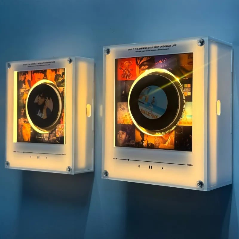 💿Music Vinyl Fridge Magnet | NFC Rotating Disc Night Light | Removable Record Design
