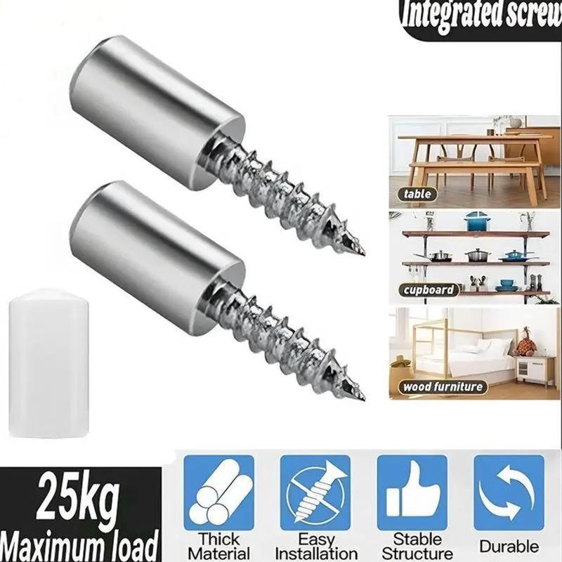 Shelf Support Pegs with Screws, Non-Slip Pins for Cabinets & Shelves