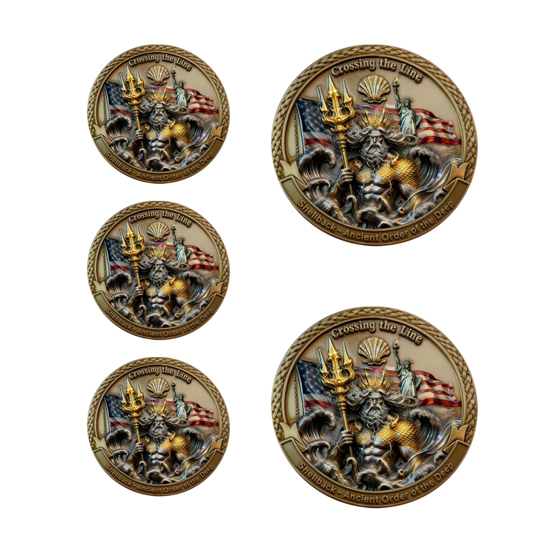🏆Flash Sale 60% OFF - 🚤 U.S.NAVY Shellback “Crossing the Line” – Ancient Order of the Deep Challenge Coin ⚓🪙