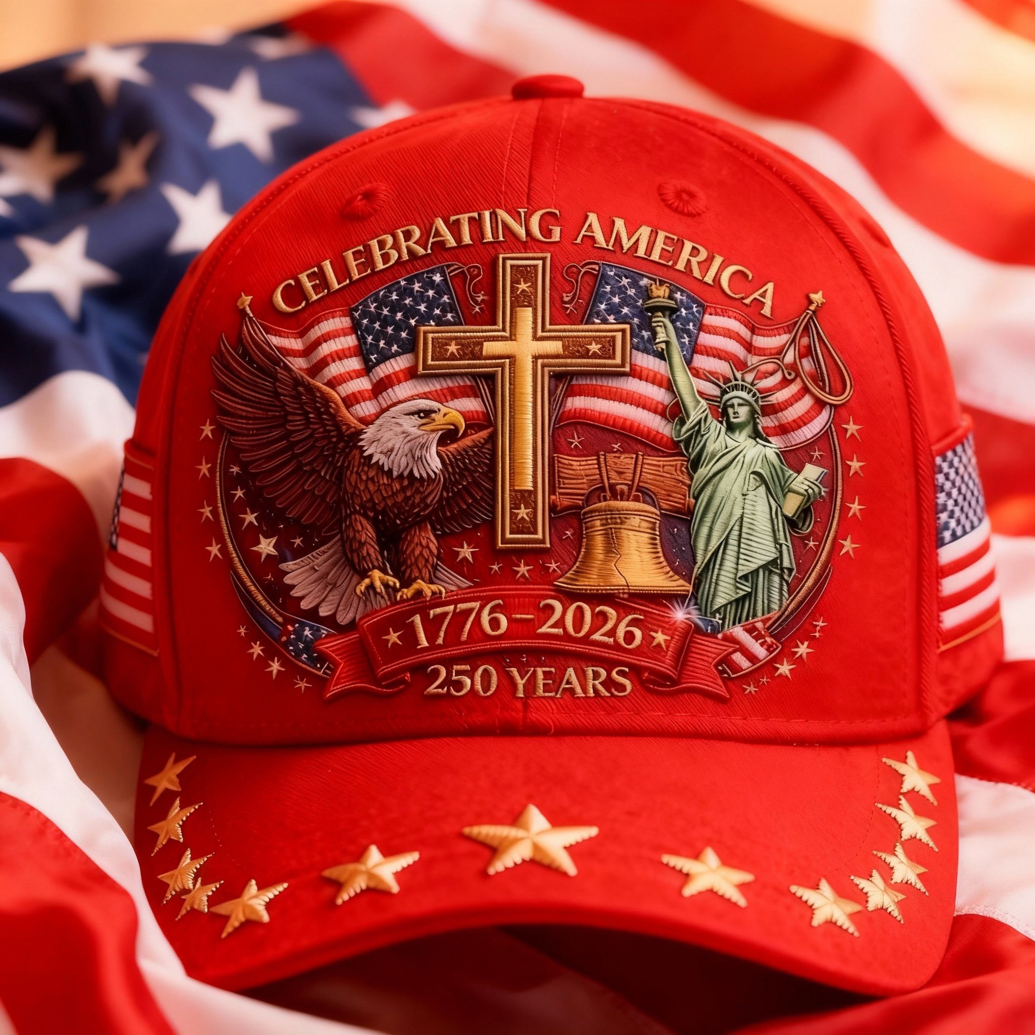 🦅Eagle & Liberty & Cross🎆United States 250th Anniversary Cap🧢
