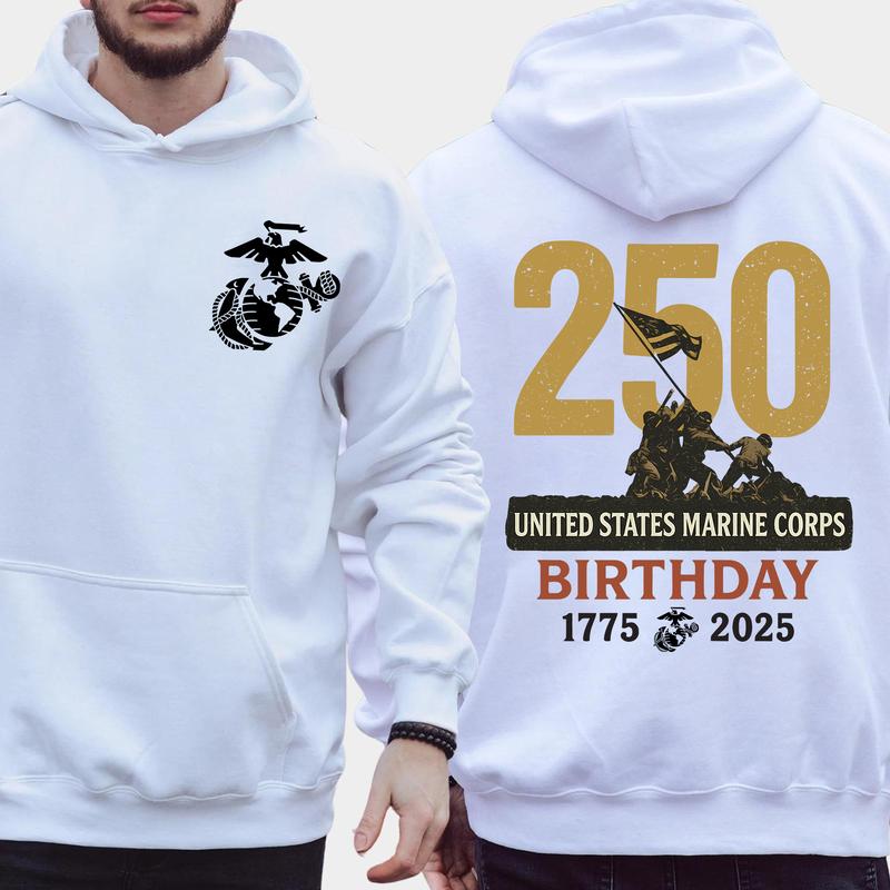 Marines 250th Birthday Hoodie - USMC 250 Year Anniversary Pullover