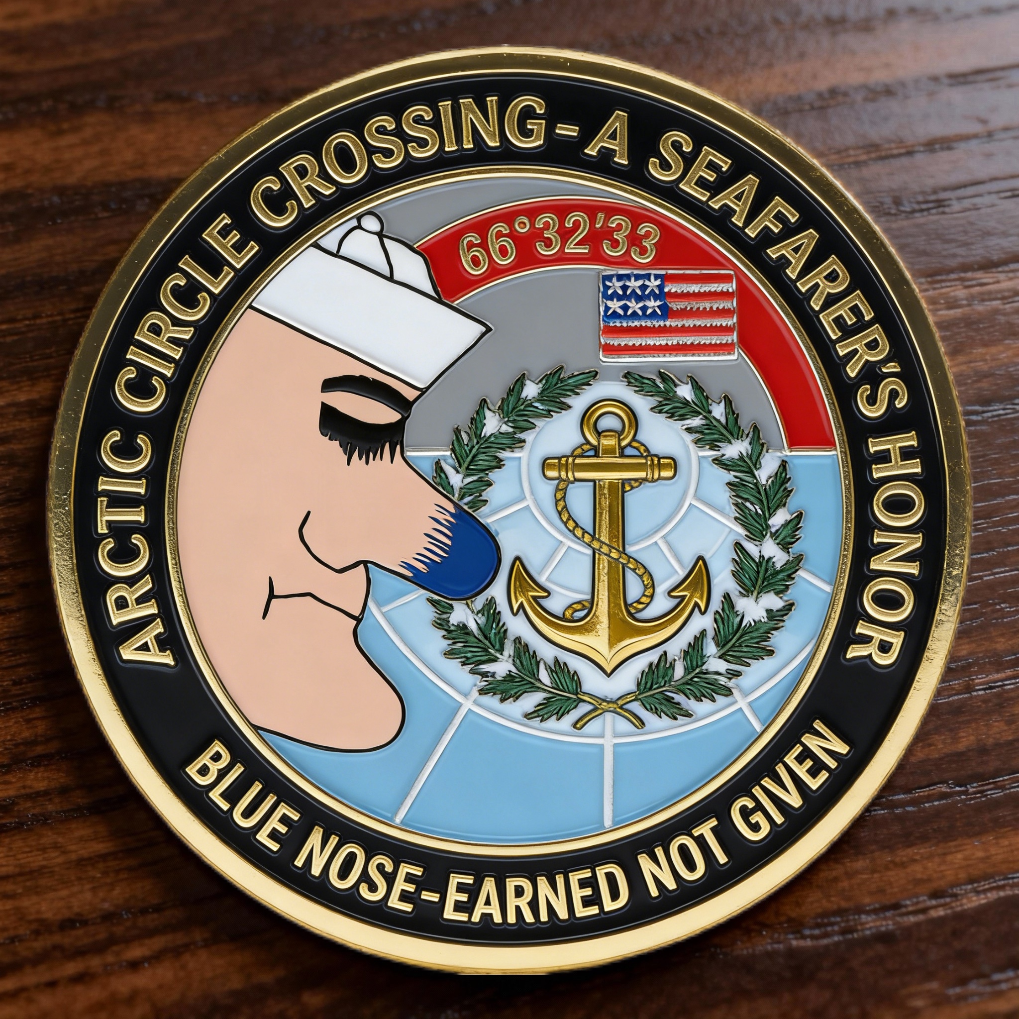 Blue Nose Arctic Circle Crossing Challenge Coin - Earned Not Given