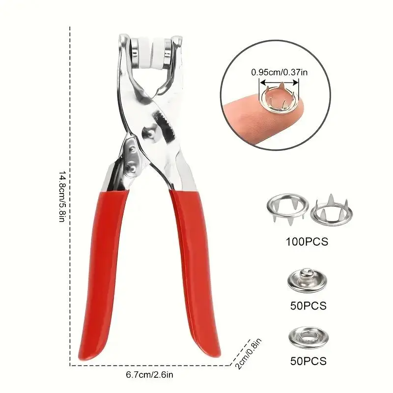 100pcs Invisible Colored Metal Buckle & Manual Pressure Pliers Kit