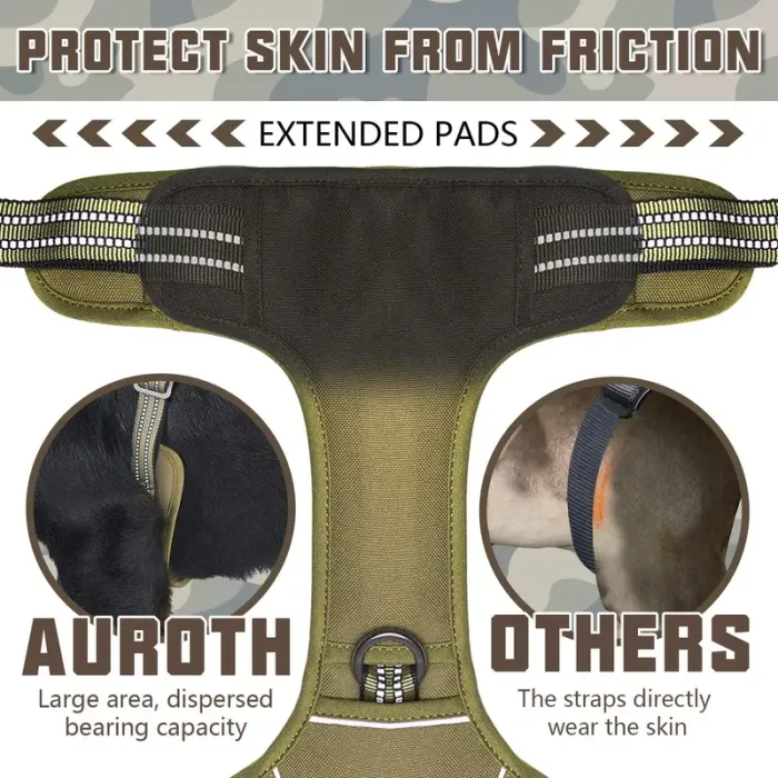 Auroth Tactical Dog Harness Adjustable Metal Buckles Dog Vest with Handle