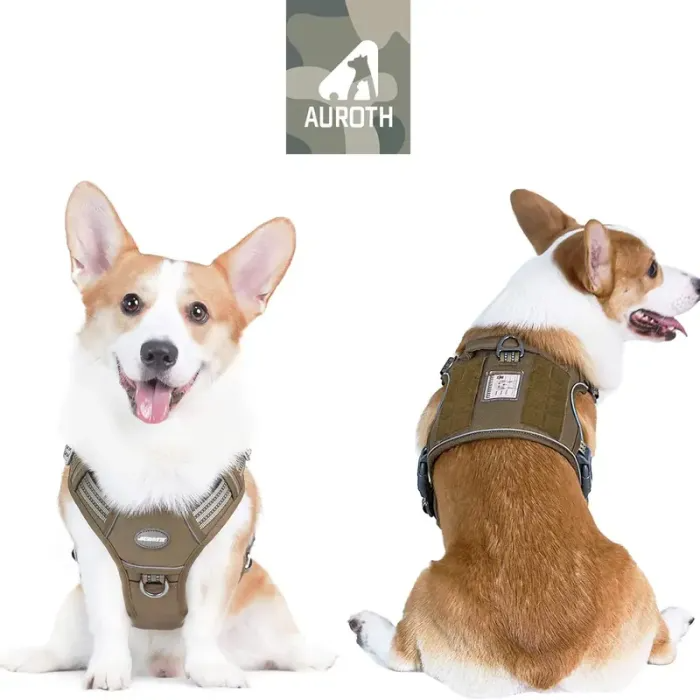 Auroth Tactical Dog Harness Adjustable Metal Buckles Dog Vest with Handle