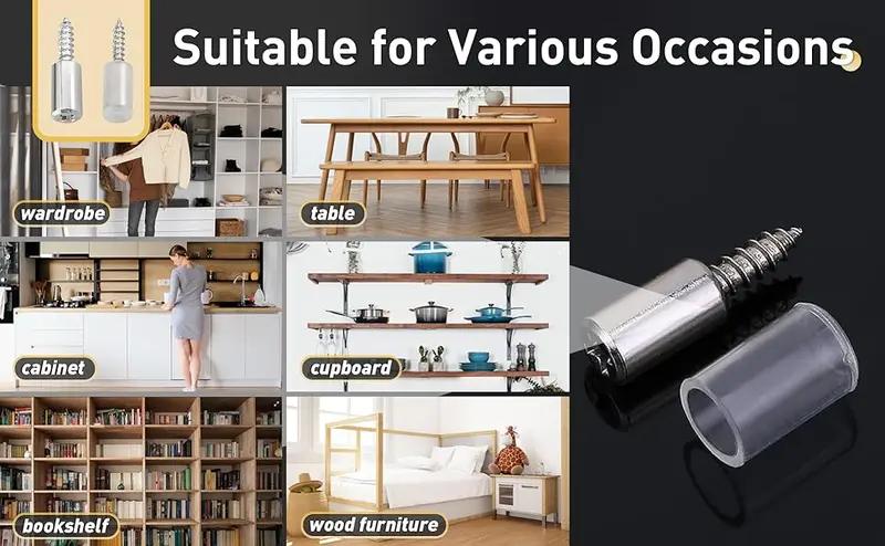 40Count Shelf Support Pegs,Self-Tapping Screws,Shelf Pins with Non-Slip Sleeve,Fixed Support Self-Tapping Cross Screw,Cabinet Shelf Pegs for Kitchen Utensils,Bookcases and Wardrobes.