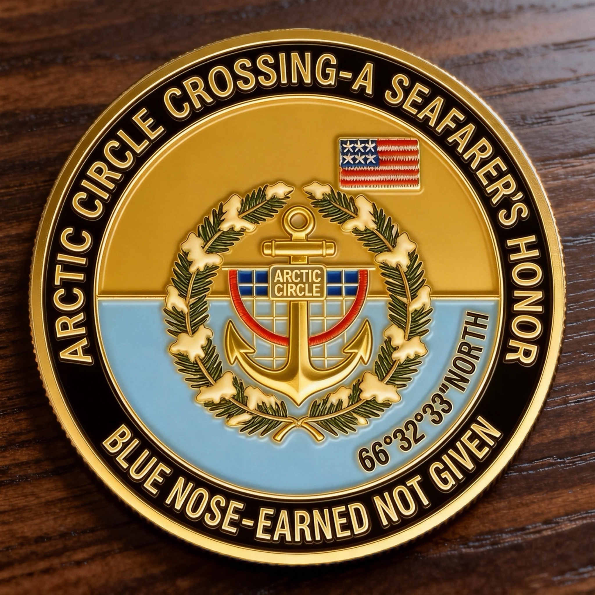 Blue Nose Arctic Circle Crossing Challenge Coin - Earned Not Given