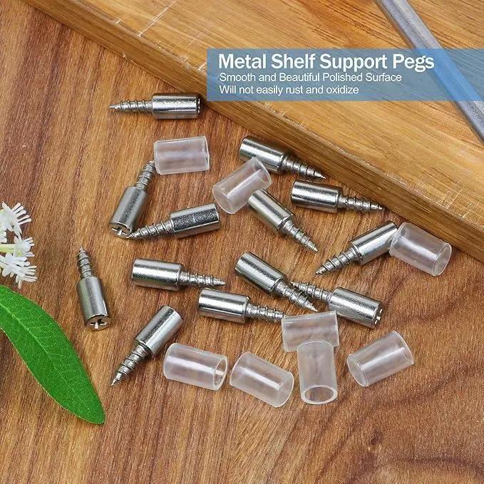40Count Shelf Support Pegs,Self-Tapping Screws,Shelf Pins with Non-Slip Sleeve,Fixed Support Self-Tapping Cross Screw,Cabinet Shelf Pegs for Kitchen Utensils,Bookcases and Wardrobes.
