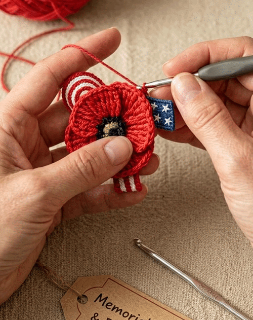 Unisex Memorial Day Poppy Exquisite Brooch