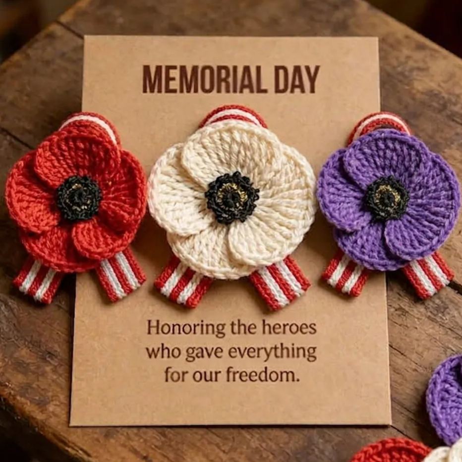 Unisex Memorial Day Poppy Exquisite Brooch
