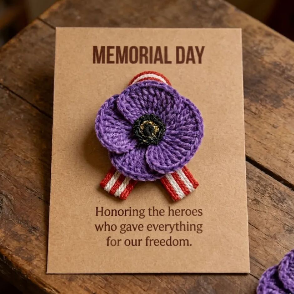 Unisex Memorial Day Poppy Exquisite Brooch