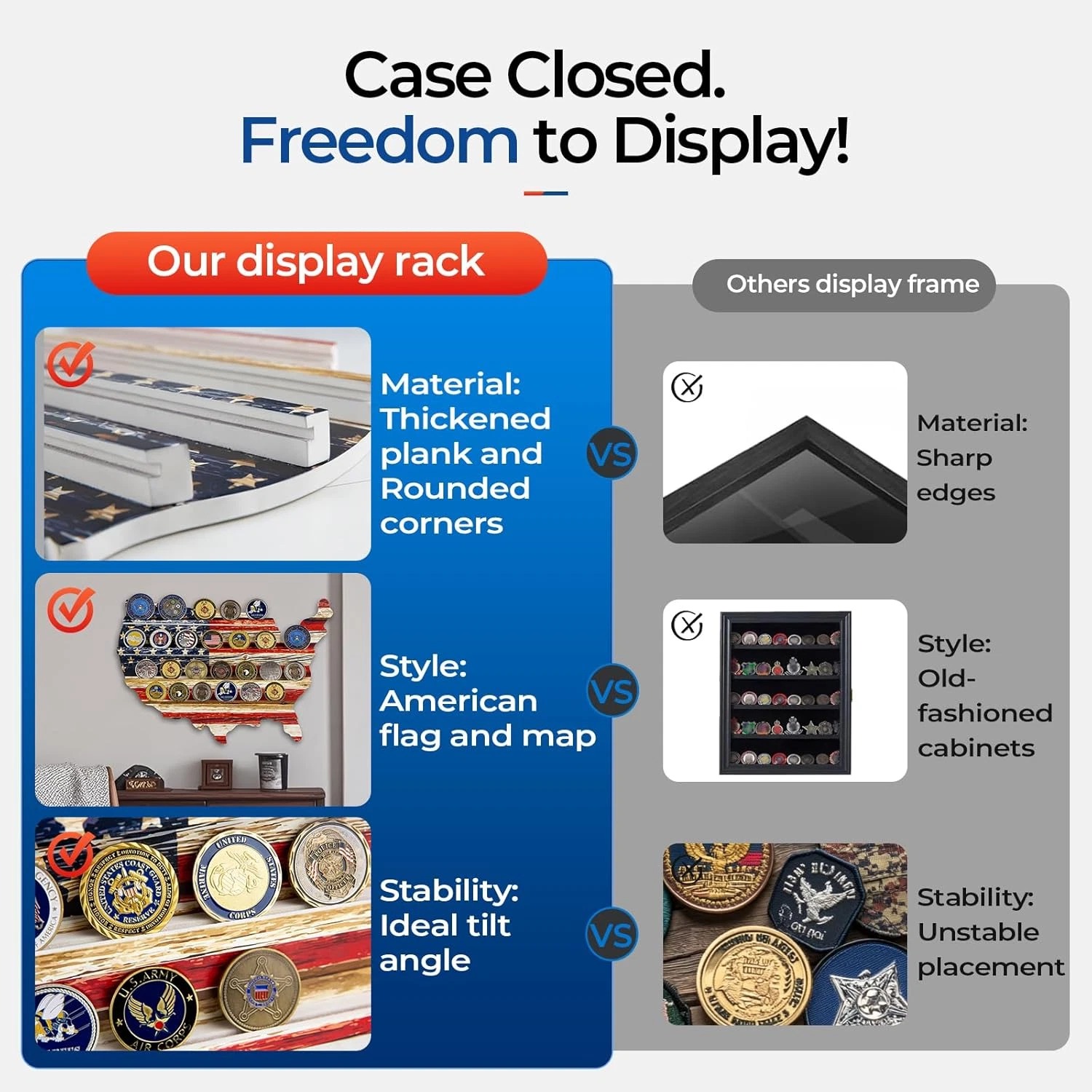 🔥Final Clearance Sale -79% OFF🔥 Challenge Coin Display Holder - Rustic American Flag - BUY 2 FREE SHIPPING