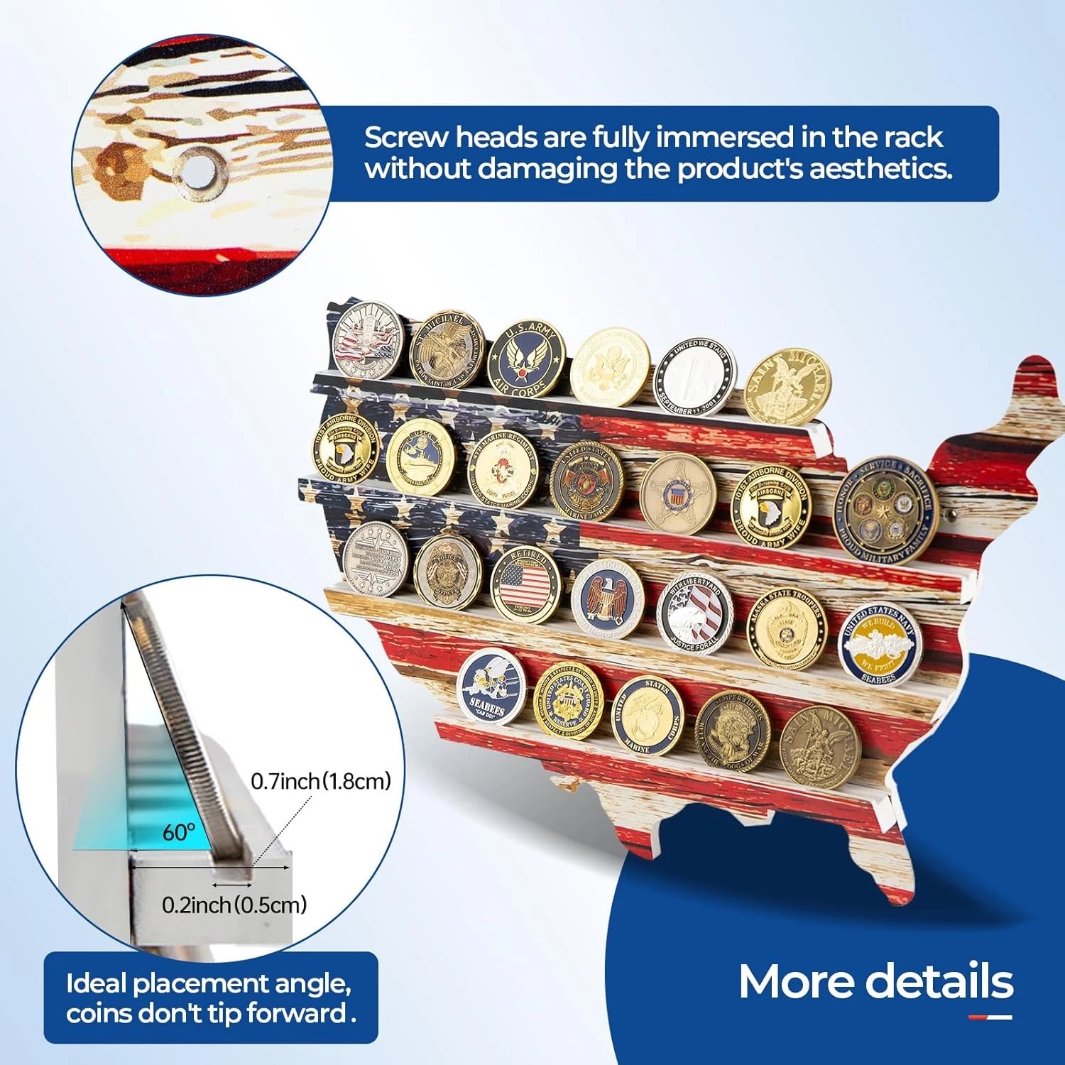 🔥Final Clearance Sale -79% OFF🔥 Challenge Coin Display Holder - Rustic American Flag - BUY 2 FREE SHIPPING