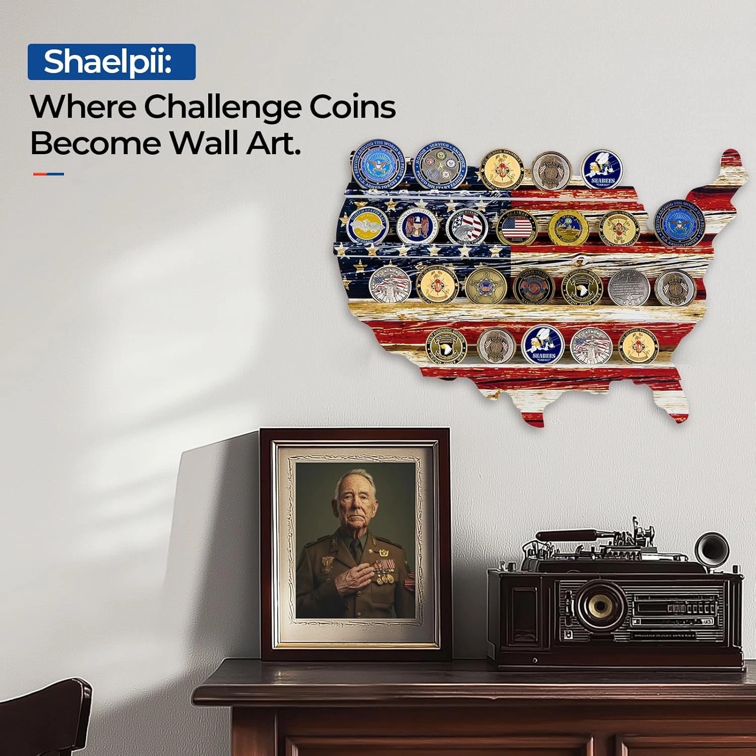 🔥Final Clearance Sale -79% OFF🔥 Challenge Coin Display Holder - Rustic American Flag - BUY 2 FREE SHIPPING