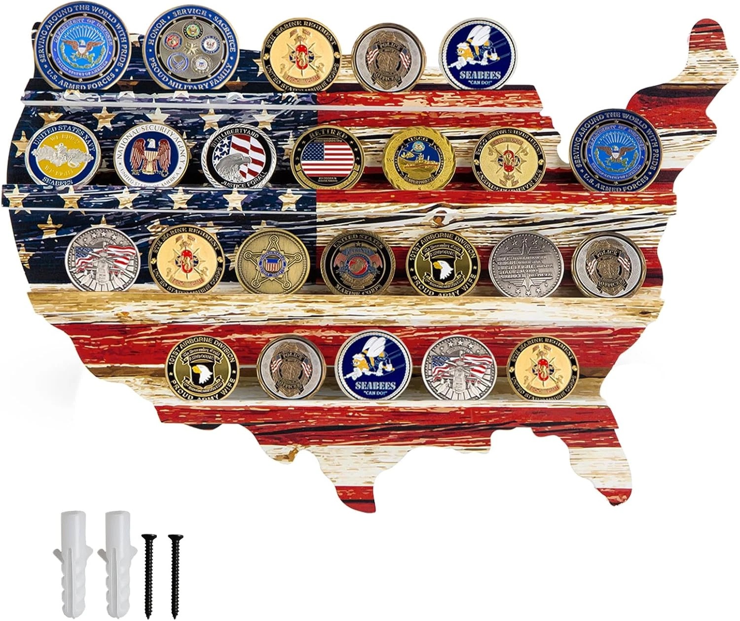 🔥Final Clearance Sale -79% OFF🔥 Challenge Coin Display Holder - Rustic American Flag - BUY 2 FREE SHIPPING