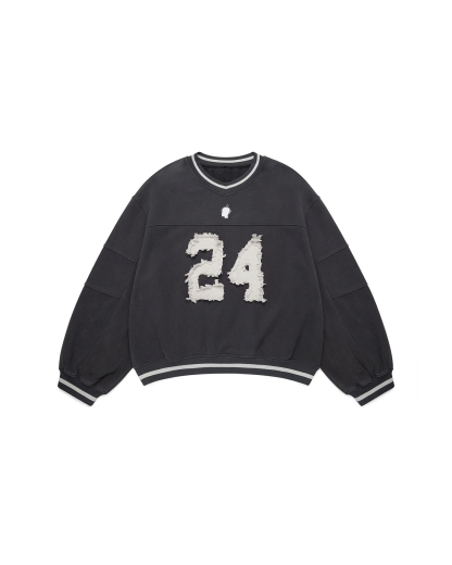 HEAVYWEIGHT WASHED BLACK JERSEY CREWNECK