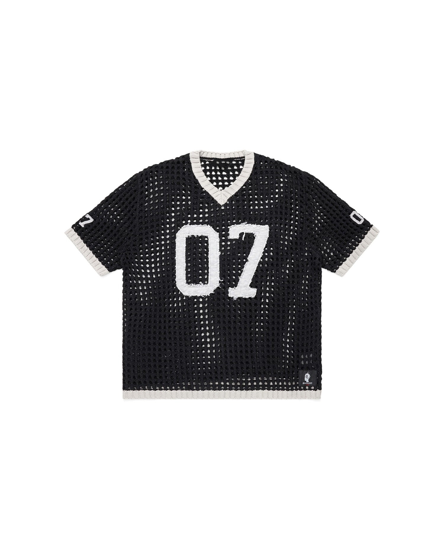 HAND CROCHETED KNIT JERSEY SHIRT