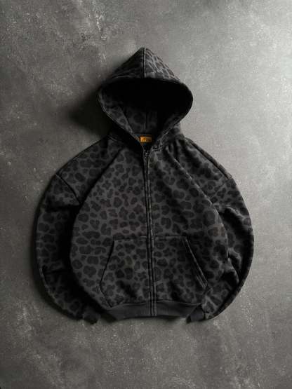 LEOPARD ZIP HOODIE