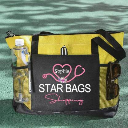 Service Nurse Gift Nursing Tote Bag, Personalized Mesh Pocket Tote Bag