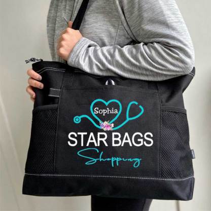 Service Nurse Gift Nursing Tote Bag, Personalized Mesh Pocket Tote Bag