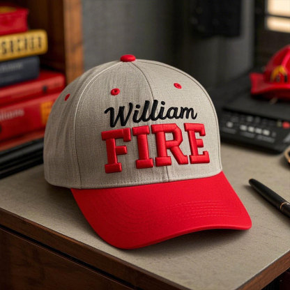 Fire Themed Personalized Name Firefighter Baseball Caps
