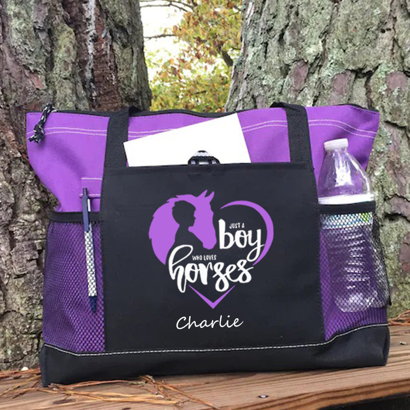 Just a Boy Who Loves Horses Tote Bag